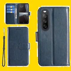 スマホケース 銀行カード現金 携帯カバー ネット レザー スタンド 6インチ（ネイビー）収納 III 防塵 III III 防水 カードエクスぺリア10 ケース スマホケース全面保護 手帳型 A102SO(6.0インチ)対応 耐摩擦手触りが良い耐衝撃 SOG0