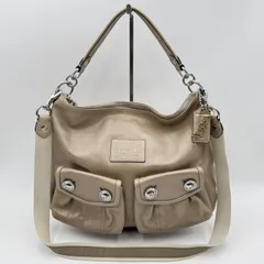 COACH（コーチ）ポピー 2WAY ショルダーバッグ ワンショルダー／クロスボディ ベージュ系 レザー シルバートーン金具 レディース