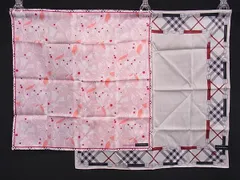 ■新品■未使用■ BURBERRY バーバリー ハンカチ ハンカチーフ ポケットチーフ 2点セットまとめ売り ベージュ系×ピンク系 DM1816