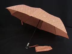 COACH コーチ オプアート ポリエステル100% 3段折り 折りたたみ傘 折り畳み傘 高級傘 アンブレラ 雨具 オレンジ系 DM1643