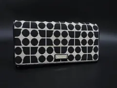 kate spade ケイトスペード PWRU1091 キャンバス×パテントレザー 総柄 長財布 ウォレット ブラック系×アイボリー系 DM0304