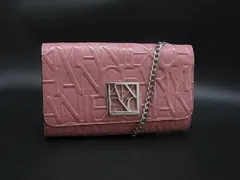 ■美品■ ARMANI EXCHANGE アルマーニエクスチェンジ パテントレザー 長財布 ウォレットバッグ ショルダー ピンク系 DM0305
