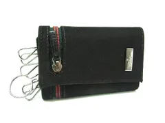 ■美品■ GUCCI グッチ シェリーライン ナイロンキャンバス 6連キーケース 鍵入れ ブラック系 DM0724