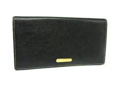 Burberrys バーバリーズ レザー 内部チェック柄 二つ折り 長財布 ウォレット 札入れ 小銭入れ ブラック系 DM0740