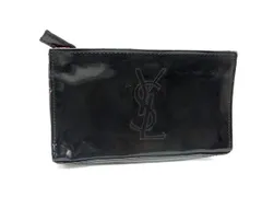 ■美品■ YVESSAINTLAURENT イヴサンローラン パテントレザー ポーチ 小物入れ マルチケース  ブラック系 DM0743
