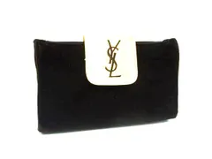 ■美品■ YVESSAINTLAURENT イヴサンローラン ベロア×サテン ポーチ 小物入れ マルチケース  ブラウン系×ゴールド系 DM0745