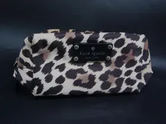 ■美品■ kate spade ケイトスペード PVC レオパード柄 ポーチ メイクポーチ 化粧ポーチ マルチケース  ブラウン系 DM0771