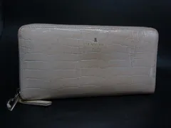 ■美品■ LANVIN ランバン クロコダイル型押しレザー ラウンドファスナー 長財布 ウォレット 札入れ 小銭入れ ベージュ系 DM0774のサムネイル