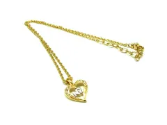 ■美品■ NINA RICCI ニナリッチ ラインストーン ハート ネックレス ペンダント アクセサリー レディース ゴールド系 DM0822