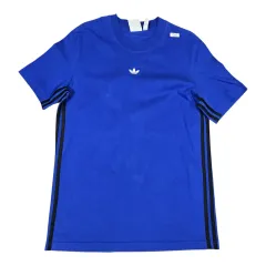 (即配) アディダス オリジナル サイド 3本線 ブルー 半袖Tシャツ