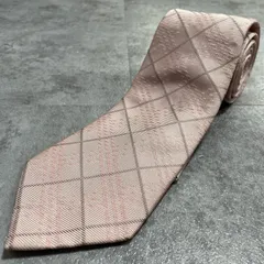 【BURBERRY】バーバリー チェック柄ネクタイ シルク100% メンズ イタリア製 ピンク 桃色 ベージュ アーガイルチェック クラシックチェック 格子柄 フォーマル ビジネス向け ヴィンテージ　肉厚