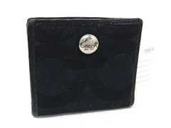 COACH コーチ オプアート キャンバス×レザー 二つ折り コンパクト 財布 札入れ 小銭入れ カード入れ ウォレット ブラック系 DM2668