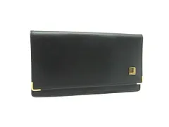 ■美品■ dunhill ダンヒル レザー 二つ折り 長財布 ウォレット 札入れ メンズ ブラック系 DM0423