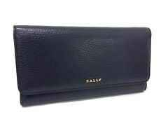 美品】BALLY バリー 三つ折り財布 レザー ロゴ金具 ネイビー - メルカリ