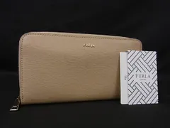 FURLA フルラ レザー ラウンドファスナー 長財布 ウォレット 小銭入れ 札入れ カード入れ レディース ベージュ系 DM3831