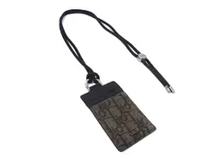 ChristianDior クリスチャンディオール トロッター レザー×キャンバス カードケース カード入れ パスケース ブラック系 DM4279