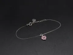 ■美品■ courreges クレージュ ラインストーン ハート ブレスレット アクセサリー レディース ピンク系×シルバー系 DM0528のサムネイル