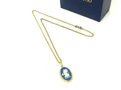 ■美品■ WEDGWOOD ウェッジウッド ジャスパー カメオ ネックレス ペンダント アクセサリー レディース ゴールド系×ブルー系 DM4333