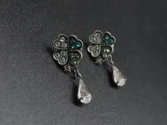 ■美品■ ANNASUI アナスイ ラインストーン クローバー ピアス アクセサリー レディース シルバー系 DM0593