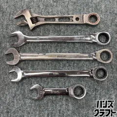 ◎【中古】 trad／SK11 コンビネーションギアレンチ ギア付きモンキーレンチ 5本セット 17mm／19mm ※モンキーと19mm1本はメーカー不明