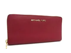 ■美品■ MICHAEL KORS マイケルコース レザー ラウンドファスナー 長財布 ウォレット 札入れ 小銭入れ レディース ボルドー系 DM4162