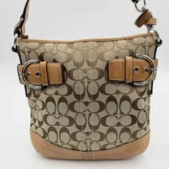 COACH（コーチ）シグネチャー ショルダーバッグ キャンバス×レザー ベージュ系×ブラウン レディース F03574