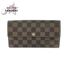 LOUIS VUITTON ルイヴィトン ダミエ ポルトフォイユ サラ ブラウン ゴールド金具 PVC N61734 長財布 ロングウォレット レディース 600170【中古】