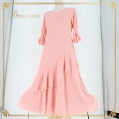 社交ダンス 衣装 スタンダード ドレス ワンピース レッスンウェア パーティドレス U:NA ユーナ ピンク系 ラインストーン 無地 フォーマル ファスナー仕様 伸縮性無し 肩パッド有り レディース Mサイズ おしゃれ