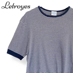 Letroyes ルトロワ ネイビー×ホワイト THOMAS トーマス コットン メンズ トップス Tシャツ クルーネック ボーダー ニット 五分袖 七分袖 カジュアル【S～Mサイズ相当】1055KZのサムネイル