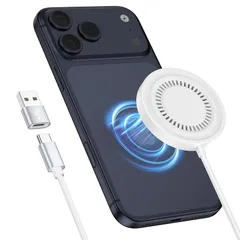 ワイヤレス充電器 マグネット式 最大15W出力 Magsafe充電器 Type-Cポート* USB Cメス-USB Aオスアダプタ付き MagSafe対応 軽量 小型 ?磁気吸着 15W/10W/7.5W/5W 置くだけ充電器 iPhone 17/16/1 0