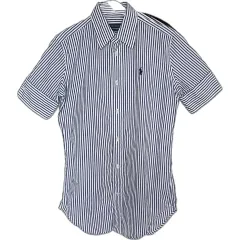 M ポロ ラルフローレン ストライプ 半袖 シャツ スーパー スリム フィット