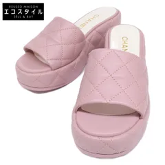 CHANEL シャネル 新品同様 24P G45549 ココマーク マトラッセ レザーサンダル 38C