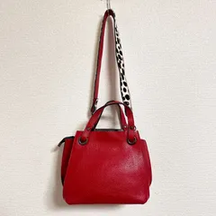 美品 RIPANI リパーニ イタリア製 アイローネ 2way ダルメシアン柄ハラコショルダー付き ミニトートバッグ ワンショルダーバッグ 赤のサムネイル