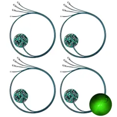 LED 超小型 電飾 リード線 4本 磁気スイッチ 4個セット 点灯 点滅 ボタン電池 (CR927対応) 模型 プラモデル ジオラマ ライト ワイヤレス (グリーン 4) [グリーン 4]