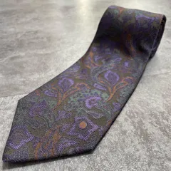 【dunhill】ダンヒル ロゴ入り ペイズリー柄ネクタイ シルク100% メンズ イタリア製 パープル 紫色 グリーン 緑色 ブラウン 茶色 総柄 クラシックデザイン ヴィンテージ