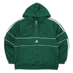 アディダス adidas 90s 90年代 ハーフジップ フーディー パーカー トラックジャケット ジャージ アノラック 珍品 USA ヴィンテージ アメリカ 古着 メンズ コート ジャケット グリーン M【中古】
