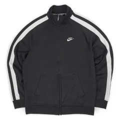 ナイキ NIKE 00s 2000年代 トラックジャケット ジャージ スウォッシュ ロゴ刺繍 USA ヴィンテージ アメリカ 古着 メンズ コート ジャケット ブラック ホワイト L【中古】