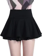 [RosaSolFeliz] プリーツ ミニ スカート ミニスカ レディース ショート トレンド Aライン フレア 台形 ハーフ Aライン シルエット ハイウエスト ハイライズ ウエスト 美脚 脚長 細見え 着痩せ スタイル 小尻 韓国 [ブラック] [XL]