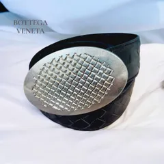 BOTTEGA VENETA　ボッテガヴェネタ レザーベルト ブラック 編み込み シルバーバックル メンズ