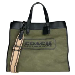 【COACH】コーチ C8457 フィールドトート 40 2WAY トートバッグ ショルダーバッグ オーガニック コットン キャンバス カーキ 大容量 肩掛け 斜めがけ レディース 【中古品】 USED-AB 【9356】