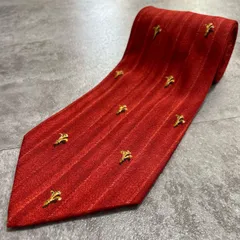 【dunhill】ダンヒル 小紋柄ネクタイ シルク100% メンズ イタリア製 レッド 赤色 ストライプ柄 ワンポイントモチーフ 総柄 ビジネス クラシック ヴィンテージ