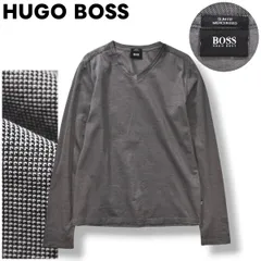 【美品】 ヒューゴ ボス HUGO BOSS 長袖 鹿の子 Vネック Tシャツ カットソー スリムフィット MERCERISED SLIM FIT S グレー ラグジュアリー シティールック カジュアル メンズのサムネイル