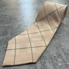 【Lanvin】ランバン ロゴ入り チェック柄ネクタイ シルク100% メンズ フランス製 ベージュ ピンク ブラック 格子柄 ビジネス クラシック ヴィンテージ