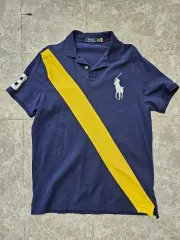 ポロラルフローレン ネイビー/イェロー 半袖 ポロシャツ XL