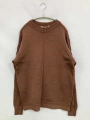 UNIQLO U ユニクロユー ニット/セーター XL ブラウン ウール・ニット 無地 ミドル丈 長袖 クルーネック(丸首)