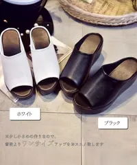 サンダル レディース 厚底 ウェッジソール ミュール 歩きやすい 夏靴 軽量 美脚 疲れない おしゃれ コンフォートサンダル レザー 大人 人気 サマーサンダル カジュアル フェイクレザー シンプル 新品 未使用 M0314-4SMC-1