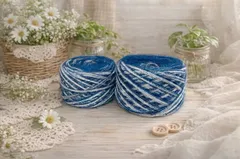 オリジナル引き揃え糸＊ブルー ファンシーヤーン　ラメ　ミニリング　段染め/＊muff manick＊手織り