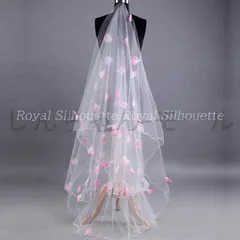 ベール ウェディングベール ホワイト 白 花 フラワー ピンク 結婚式 姫系 二次会 パーティー ウェディング 花嫁 プリンセス 森ガール 刺繍 