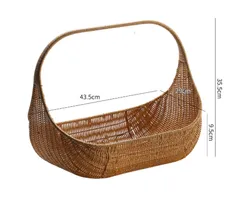 新品未使用  製オーバルハンドル付きバスケットシックなポリプロピレン製ラタン調の編まれたバスケット