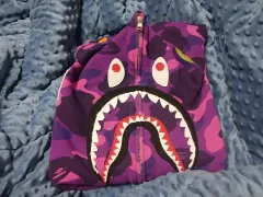 アベイシングエイプ シャークフーデッド フール ジップアップ パープル